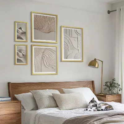 Wanddecoratie compositie met abstracte beige en witte structuren