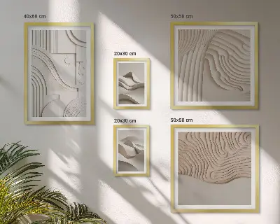Wanddecoratie compositie met abstracte beige en witte structuren
