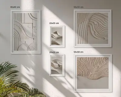 Wanddecoratie compositie met abstracte beige en witte structuren