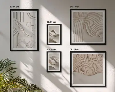 Wanddecoratie compositie met abstracte beige en witte structuren