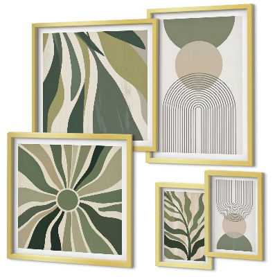 Moderne schilderijen set Stijlvolle abstracties met groen.