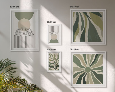 Moderne schilderijen set Stijlvolle abstracties met groen.
