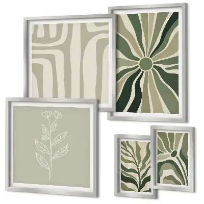 Gallery wall met abstracte plantpatronen