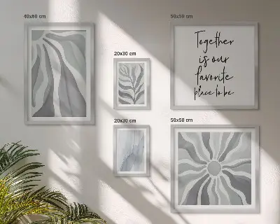 Set van moderne schilderijen met abstracte grijze en witte patronen