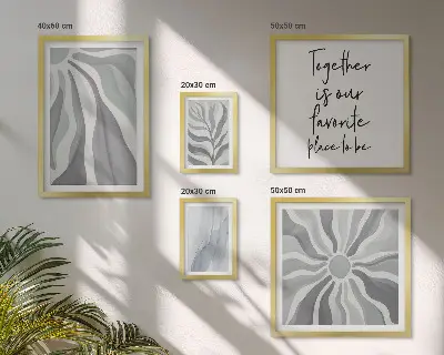 Set van moderne schilderijen met abstracte grijze en witte patronen