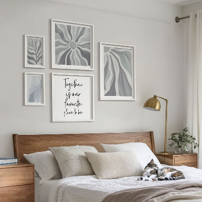Moderne schilderijen set Abstracte grijze en witte patronen