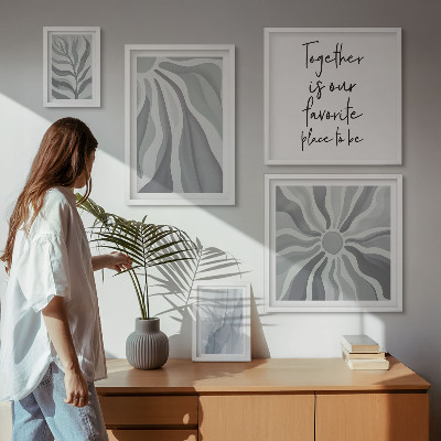 Moderne schilderijen set Abstracte grijze en witte patronen