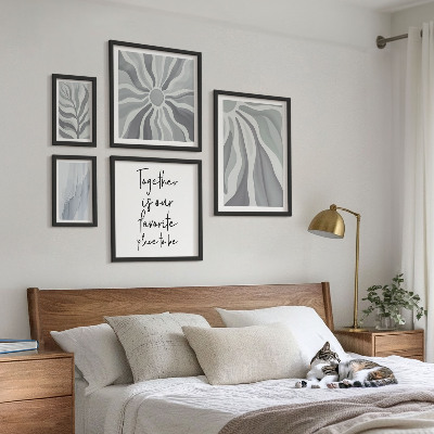 Moderne schilderijen set Abstracte grijze en witte patronen
