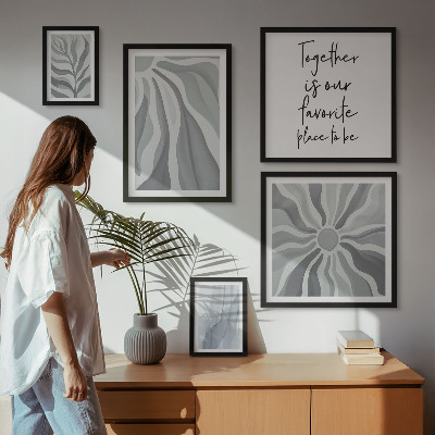 Moderne schilderijen set Abstracte grijze en witte patronen