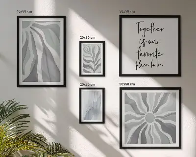 Set van moderne schilderijen met abstracte grijze en witte patronen
