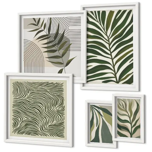 Gallery wall met moderne plantenpatronen