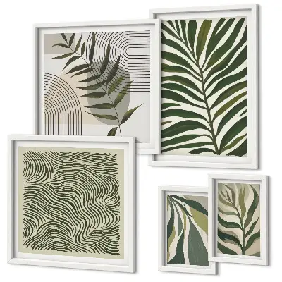 Gallery wall met moderne plantenpatronen