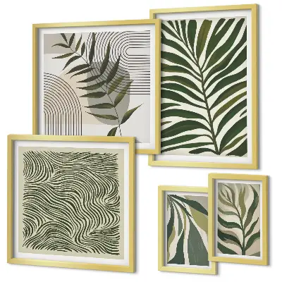 Gallery wall met moderne plantenpatronen