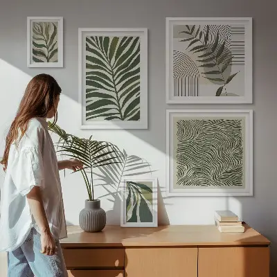 Gallery wall met moderne plantenpatronen