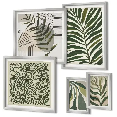 Gallery wall met moderne plantenpatronen