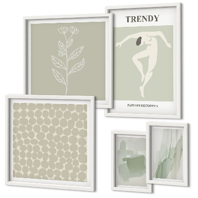 Wanddecoratie compositie Stijlvolle grafische vormgeving met een groen thema