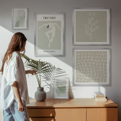 Wanddecoratie compositie Stijlvolle grafische vormgeving met een groen thema