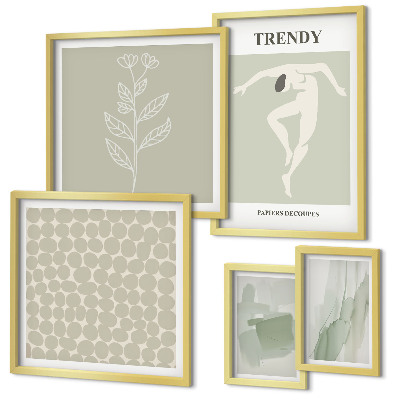 Wanddecoratie compositie Stijlvolle grafische vormgeving met een groen thema