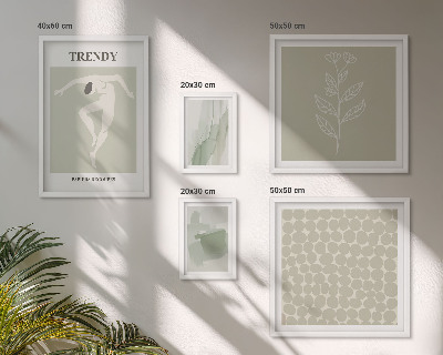 Wanddecoratie compositie Stijlvolle grafische vormgeving met een groen thema