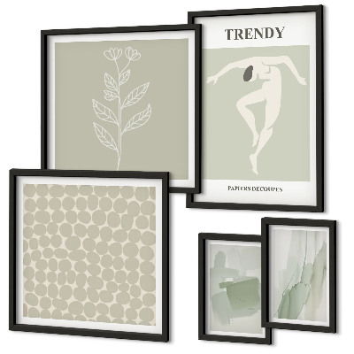 Wanddecoratie compositie Stijlvolle grafische vormgeving met een groen thema