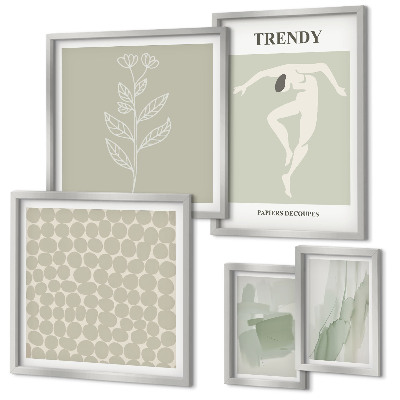 Wanddecoratie compositie Stijlvolle grafische vormgeving met een groen thema