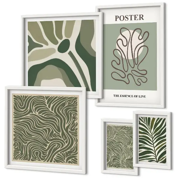 Abstracte boho-plantvormen set van moderne schilderijen