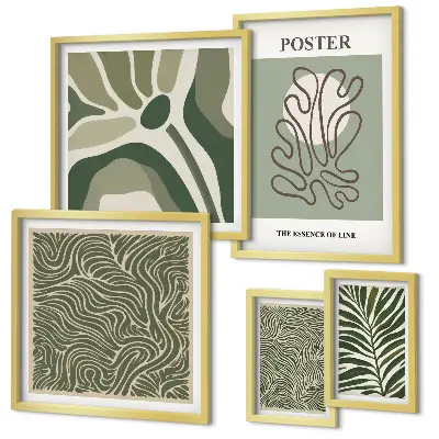 Abstracte boho-plantvormen set van moderne schilderijen