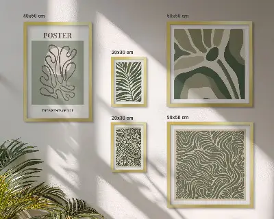 Abstracte boho-plantvormen set van moderne schilderijen