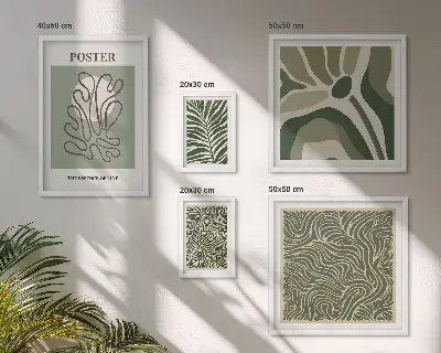 Abstracte boho-plantvormen set van moderne schilderijen