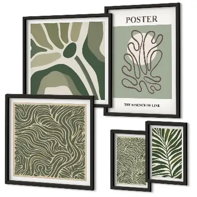 Abstracte boho-plantvormen set van moderne schilderijen