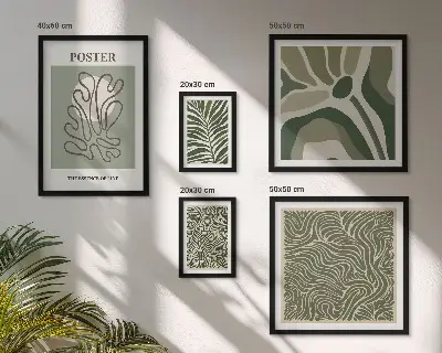 Abstracte boho-plantvormen set van moderne schilderijen