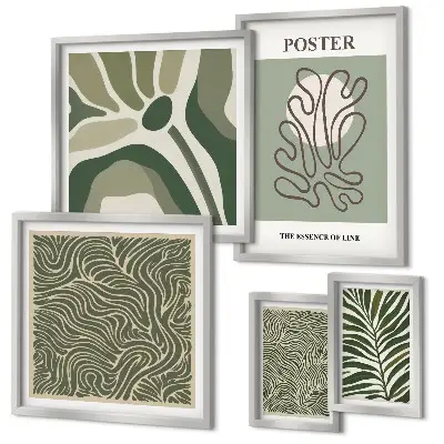 Abstracte boho-plantvormen set van moderne schilderijen