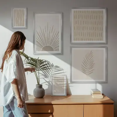 Wanddecoratie compositie stijlvolle natuurlijke geometrie
