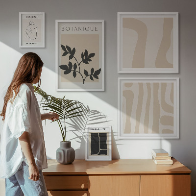 Gallery wall Stijlvolle abstracte plantenafbeeldingen