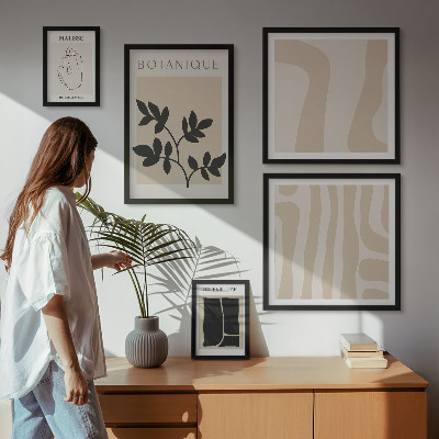 Gallery wall Stijlvolle abstracte plantenafbeeldingen