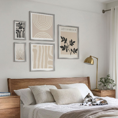 Moderne schilderijen set Stijlvolle, neutrale plantmotieven
