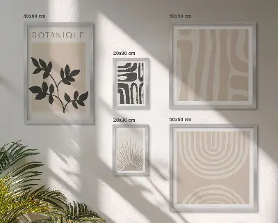 Set van moderne schilderijen stijlvolle wanddecoratie met neutrale plantmotieven