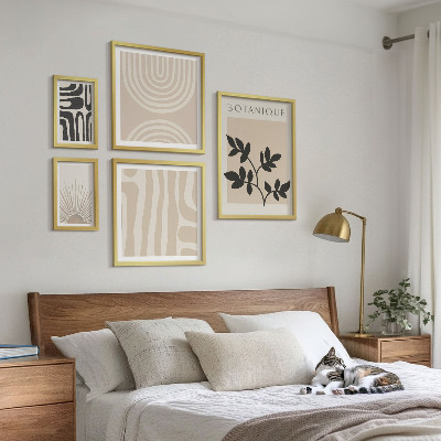 Moderne schilderijen set Stijlvolle, neutrale plantmotieven