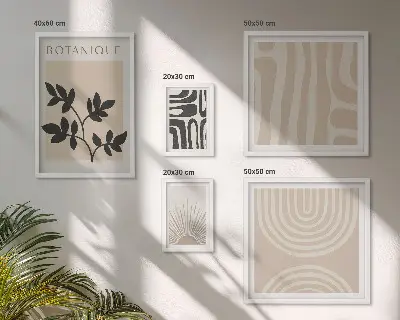 Set van moderne schilderijen stijlvolle wanddecoratie met neutrale plantmotieven