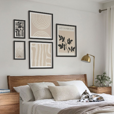 Moderne schilderijen set Stijlvolle, neutrale plantmotieven
