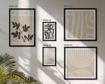 Set van moderne schilderijen stijlvolle wanddecoratie met neutrale plantmotieven