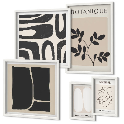 Wanddecoratie compositie Stijlvolle abstracte plantenafbeeldingen