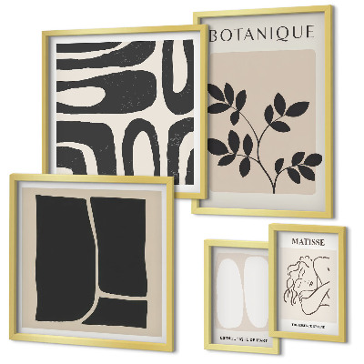 Wanddecoratie compositie Stijlvolle abstracte plantenafbeeldingen