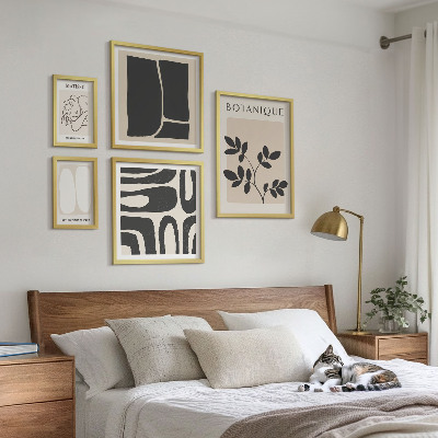 Wanddecoratie compositie Stijlvolle abstracte plantenafbeeldingen