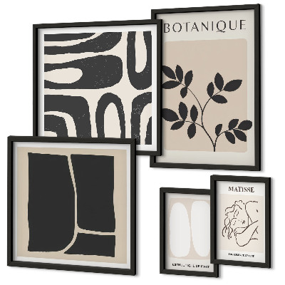 Wanddecoratie compositie Stijlvolle abstracte plantenafbeeldingen