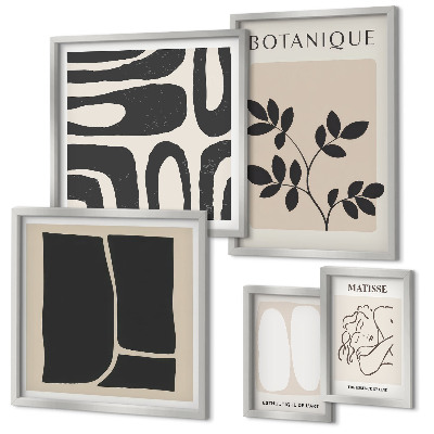 Wanddecoratie compositie Stijlvolle abstracte plantenafbeeldingen