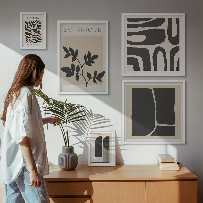 Moderne schilderijen set Stijlvolle abstracte natuurafbeeldingen