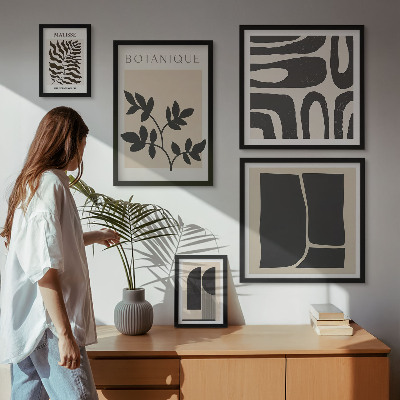Moderne schilderijen set Stijlvolle abstracte natuurafbeeldingen
