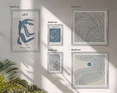 Gallery wall met abstracte moderne lijnen