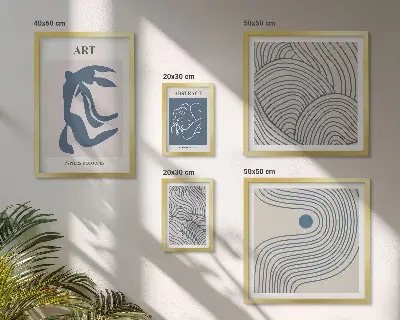 Gallery wall met abstracte moderne lijnen
